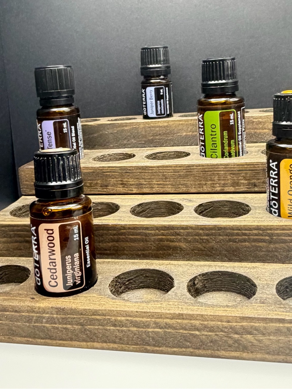Handmade Wooden Essential Oil Bottle Holder **Oils not included